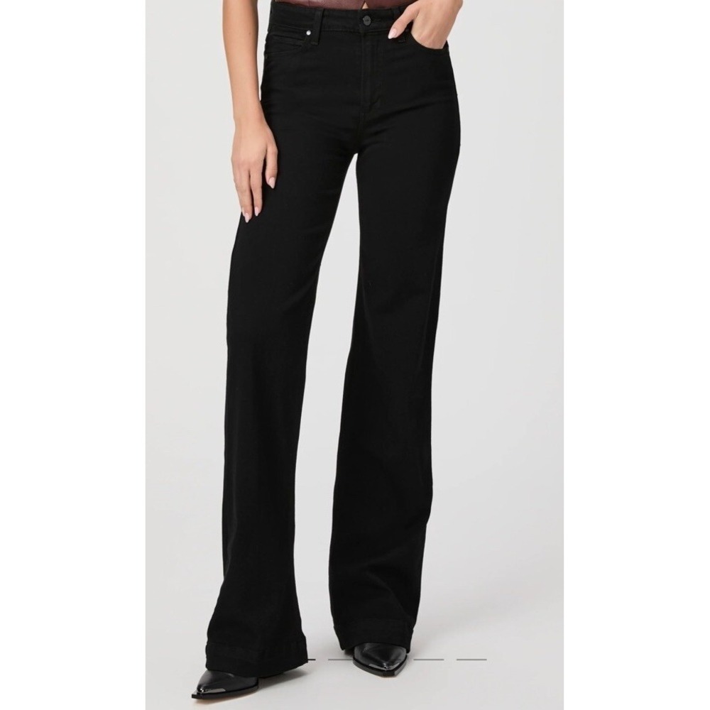 Paige Leenah Slim Wide Leg Jeans Womens 32 Black NEW Transcend Flawless Fit - Picture 13 of 13